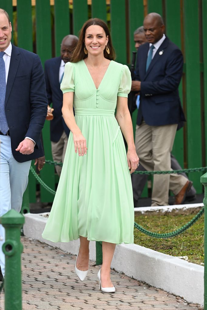 Catherine in pistachio green dress